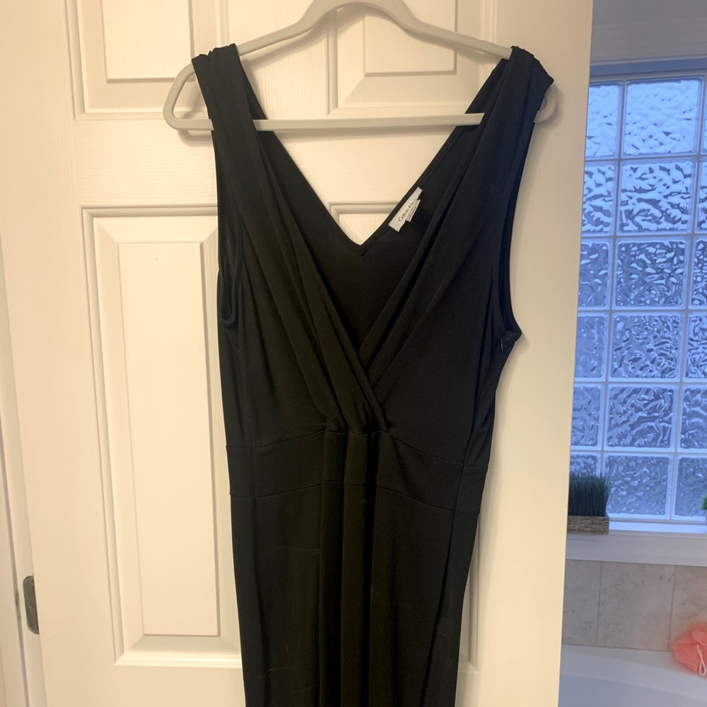 Black Calvin Klein cocktail dress